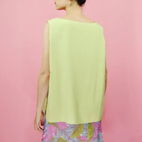 Vintage Silk Reversible Green and Blue Sleeveless Top 90s Y2k - Picture 8 of 17